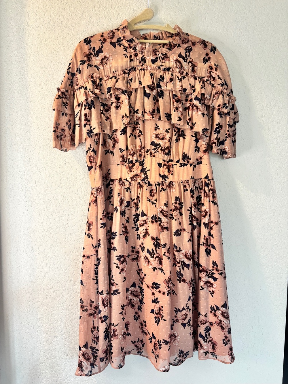kate spade Camel Floral Ruffle Mini Dress - Picture 2 of 4